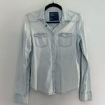 American Eagle Light Blue Denim Button Down Shirt Photo 0