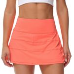 MCEDAR Pleated Tennis Skirt High Waisted Athletic Golf Skort Orange Size 12 Photo 0