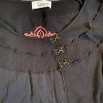 Symmetry Embroidered Asymmetrical Drape Black Top Medium Whimsygoth Grunge Fairy Photo 3