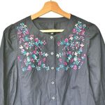 Talbots Navy Blouse sequins beaded Floral Embroidery S Photo 2