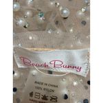 Beach Bunny  Beige Pearl Beaded Rhinestone Sheer Mesh Tie Beach Cover Up One Size Photo 4