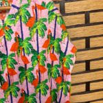 Bouffants &‎ Broken Hearts Pink Flamingo Linen Cap Sleeve Top Size Large Photo 3