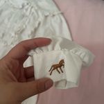 Vintage White Ruffled Blouse with small horse embroidery Size L Photo 2