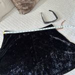EXPRESS  pull on black crushed velvet holiday goth party mini skater skirt L Photo 7