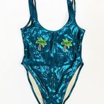 Private Party NEW S M Palm Tree Patches One Piece Swimsuit Metallic Bathing Suit Photo 1