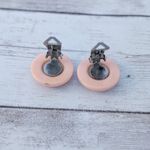 Vintage Clip On Earrings Light Peach Pink Tone Circular 0.75" Photo 4