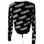 EXPRESS  Black & White Cotton Sweater Femme Spellout, Sz S Photo 6