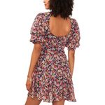 Boutique MSK Floral Print V-Neck Open Back Chiffon Puff Sleeve Dress Colorful 70s Plus XL Photo 1