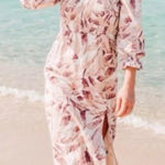 House of Harlow  1960 Linen Blend Palm Leaf Midi Dress Floral Smocked Size XS Photo 0