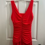 Night Way Bright Coral Gathered Stretch Cowl Neck Formal Maxi Dress 8 Draped Orange Photo 6