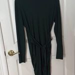 Dark green, long sleeve midi dress with tie Detail large Green Photo 0