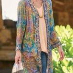 Soft Surroundings Cay Villa Cardigan colorful marble embroidered kimono size 2/4 Photo 1