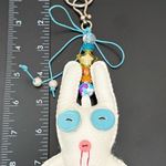 Adorable White Animal Plush Cushion Beaded FOB Bag Charm Photo 3