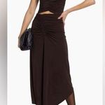 ALC Frank A.L.C. Adeline Ruched Asymmetrical Midi-Skirt in Cocoa - Size S Photo 0