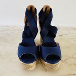 Tory Burch  Solid Denim Blue Espadrille Wedge Platform Sandal - US 7.5 Photo 3