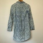 Lucky Brand Blue Chambray Denim Look Cream Ivory Ikat Boho Cotton Shirt Dress SM Photo 6