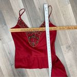 DStudio Silk Beaded Sash Tie Sleeveless Blouse Maroon Red 6 Red Photo 11