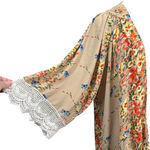 Umgee  Floral Open Front Kimono Cardigan Lace Trim Boho Small Medium Photo 3