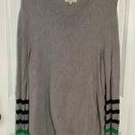 Y2K Hawthorne Gray Knit Sweater Medium Green Striped Crewneck M‎ Color Block Photo 0