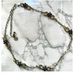 Ann Taylor gold tone and blue rhinestone necklace Photo 2