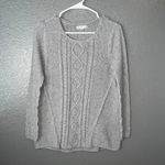 DE Collection Women’s Gray Cable Knit Sweater Pullover XS Long Sleeve Crewneck Photo 2