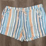 Briggs New York Briggs Women’s Linen Casual Elastic Waist Pull On Shorts XL Striped Photo 2