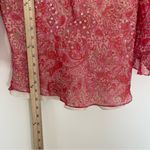VTG Carole Little‎ 100% Silk Paisley Print Sequin Blouse Women's Size Large Pink Photo 6