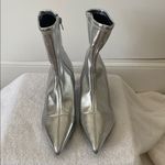 Abound NWT  Erinn Metallic Silver Pointed Toe Jitten Heel Ankle Sock Booties 7.5 Photo 1