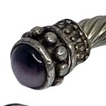 Vintage: Purple Cats Eye Cabochon Gems ❁ Twisted Silver Cable Bangle Bracelet ❁ Photo 13