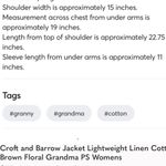 Croft & Barrow Linen Cotton Jacket Brown Print Blazer Womens Petite Small Photo 7