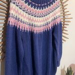 American Vintage VTG Hand Knit Women’s Fair Isle Women's Sweater Cozy Cabincore Cottagecore Blue Photo 3