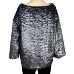 a.n.a  Womens Sweater Top Shirt Faux Fur Boat Neck Pullover Black Pewter Large Photo 3