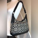 Coach Vintage  Black Jacquard Signature C Top Zipper Hobo Shoulder Bag w Buckle Photo 1