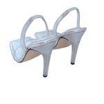 Good American Lucite Clear Sandals silver snake stiletto square toe heels 7 Photo 5