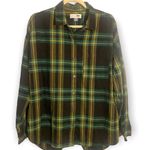 Old Navy Green/Black Boyfriend Fit Striped Flannel Photo 0