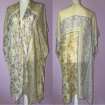 Boho Ruana Yellow Floral Shawl Open Front Cardigan Longline Wrap Photo 1
