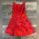 THEIA jacquard floral print mini fit and flare dress Red Size 2 Photo 0