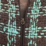 Kasper & Company Blue Black Jacket Chunky Knit Houndstooth Tweed Silk Size 8 Med Photo 5