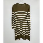 Talbots sweater 1X long line open duster cardigan rib knit olive green stripe Photo 3