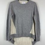 Belle France 100% Cashmere Sweater Women M Gray Cream Tunic Soft Cozy Minimalist Size M Photo 0