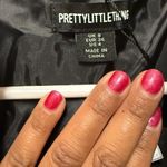 Pretty Little Thing Jacket Super Cropped Peach Skin Puffer Black Size 4 Photo 7