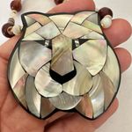 Lee Sands vintage mother of pearl lion pendant necklace Brown Photo 8