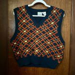 Vintage Liz Claiborne Floral Print Golf Sweater Vest Size L Blue Size L Photo 1
