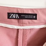 ZARA Mauve Blush Flat Front High Waist Cropped Dress Pants sz Medium Photo 5