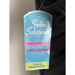 Swim Solutions Tummy Control Black Mesh Scalloped Hem Plus Size Swim Dress 24W Photo 5