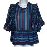 Anthropologie DRA Tabi Top Laurel Stripe Peplum Hem Ruffles NWOT Size M Photo 1