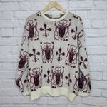 Vintage 80s Geometric Abstract Purple Sweater Size L Photo 0