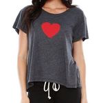 Wildfox Red Heart Tokyo Lounge Tee Shirt Grey Gray Small Photo 0