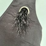 ISLA Linen Grommet and Feather black mini cocktail dress XS Photo 5