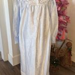 Vintage Linda Light Blue Floral Jacquard Button Front Long Sleeve Nightgown L Size L Photo 0
